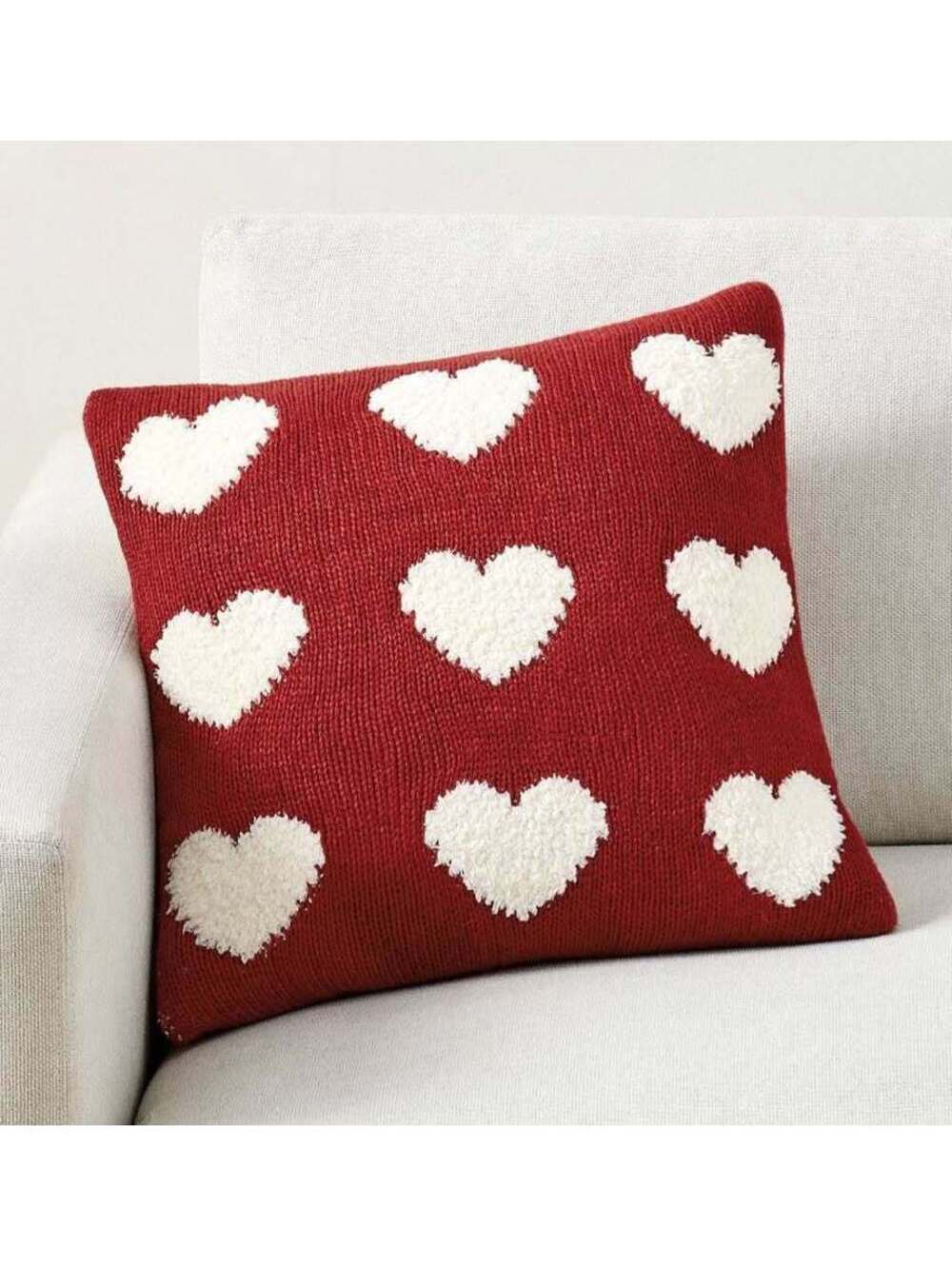 (1) 18”x18” New with Tags Pottery Barn Red Heart Jacquard Knit Pillow Cover